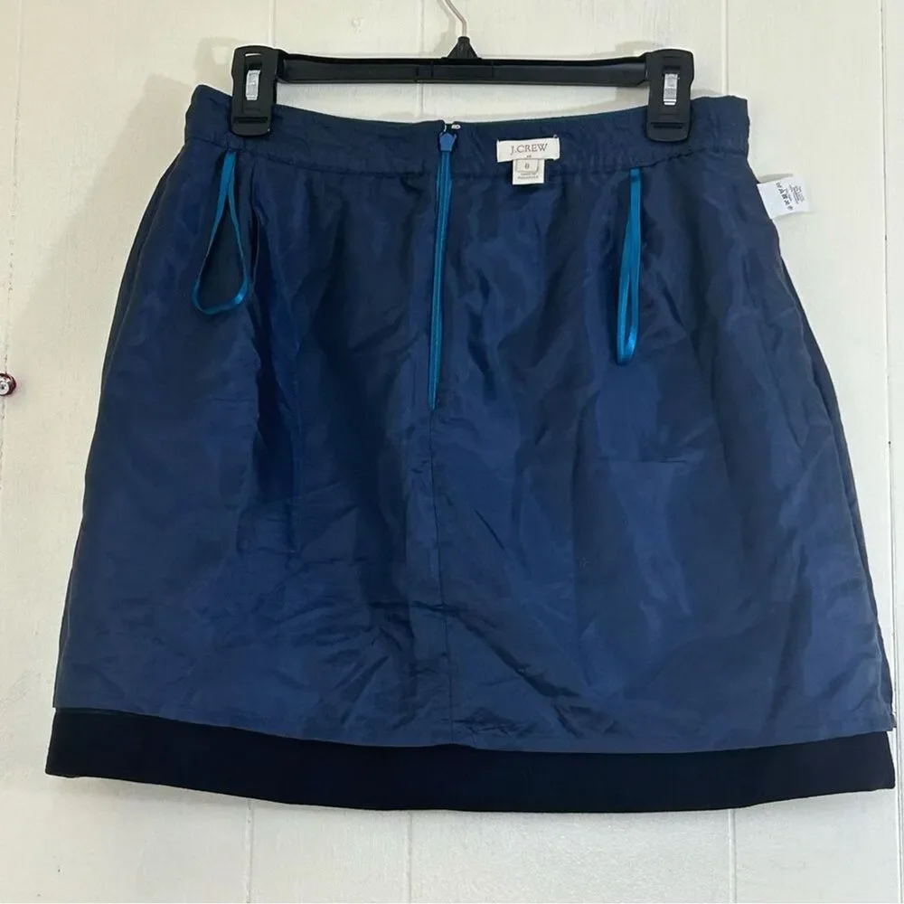 J.CREW Wool Mini Skirt Size 6 Formal Office Aqua Blue Black Wool Mini Skirt